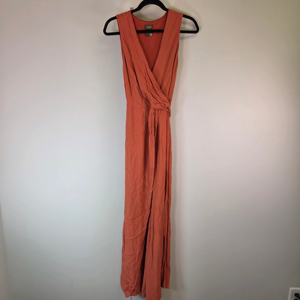 Taylor Terracotta Rust Wrap Front Sleeveless Maxi Dress 4722